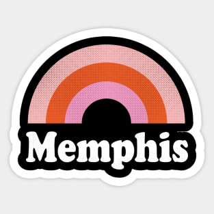 Memphis, Tennessee - TN Retro Rainbow and Text Sticker